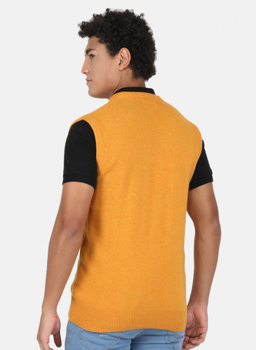 Men Yellow Solid Sweater