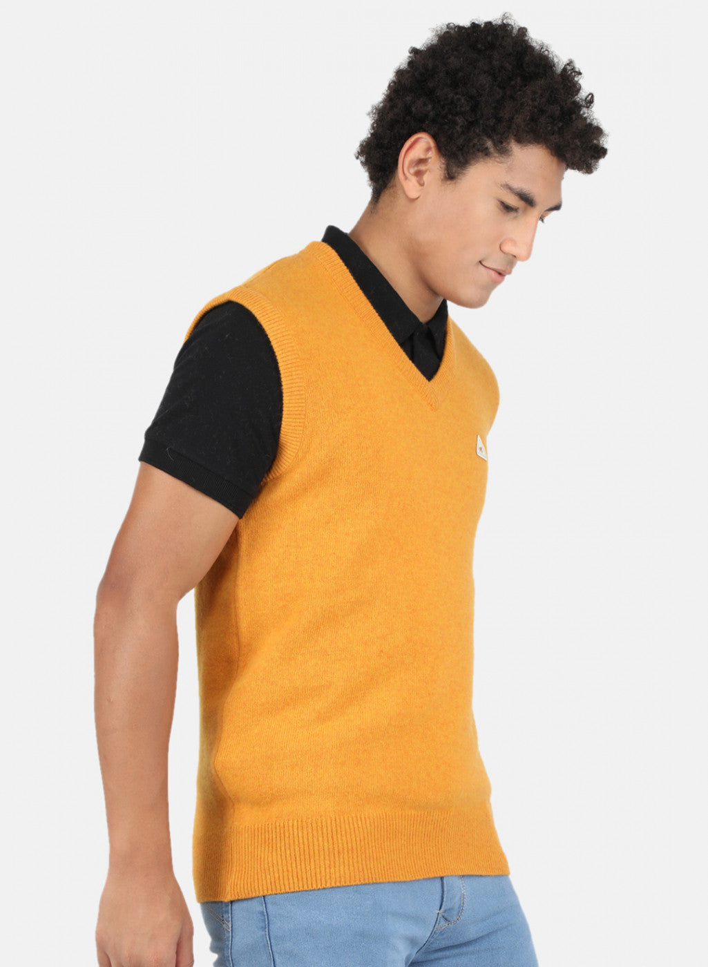 Men Yellow Solid Sweater