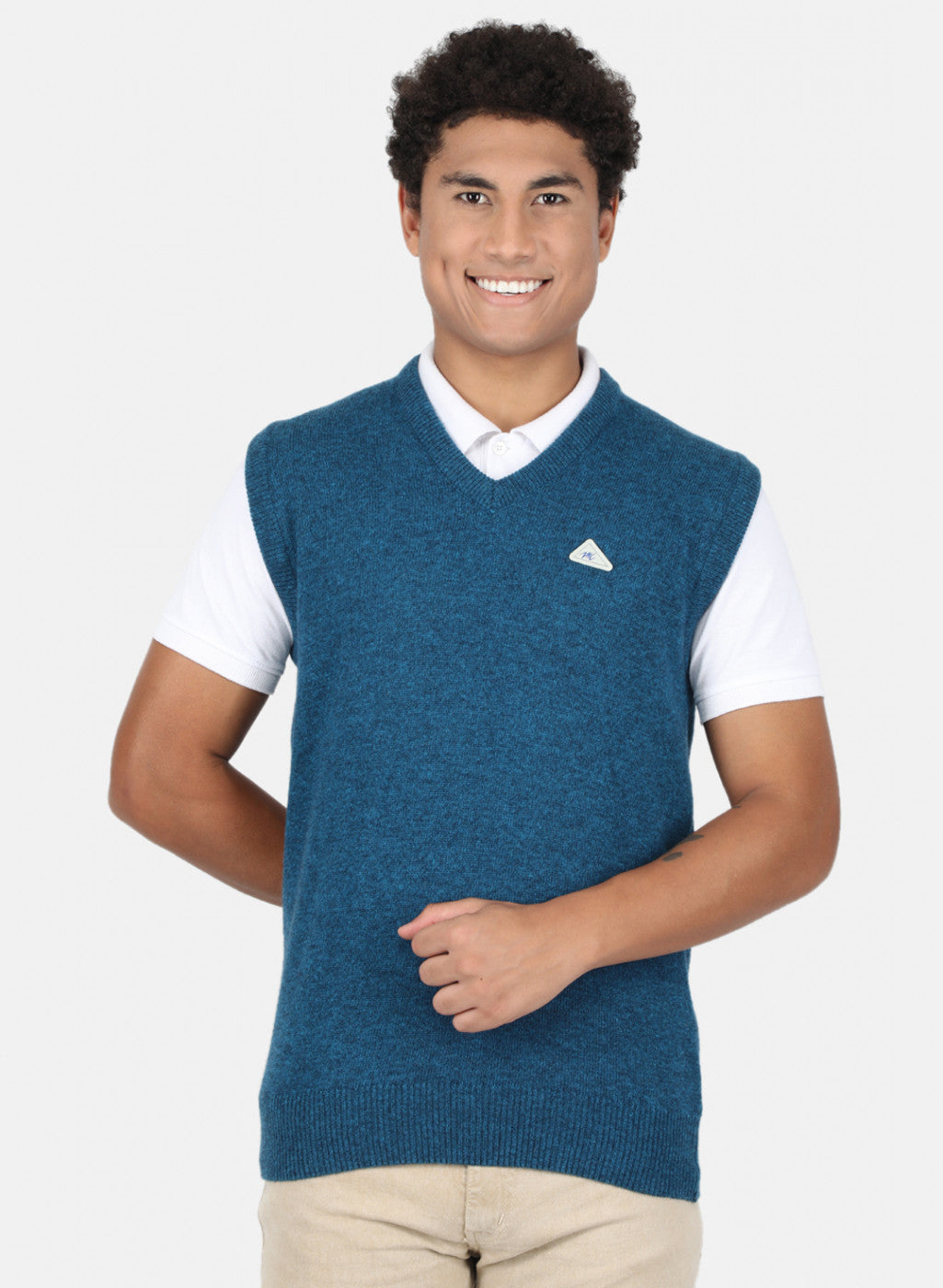 Men Blue Solid Sweater