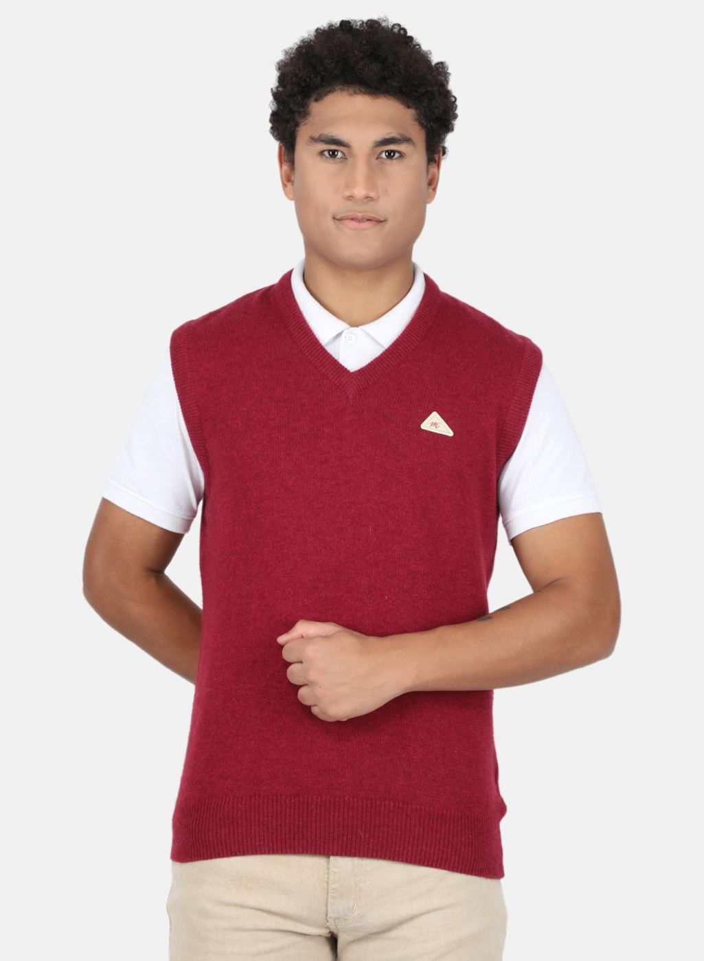 Men Red Solid Sweater