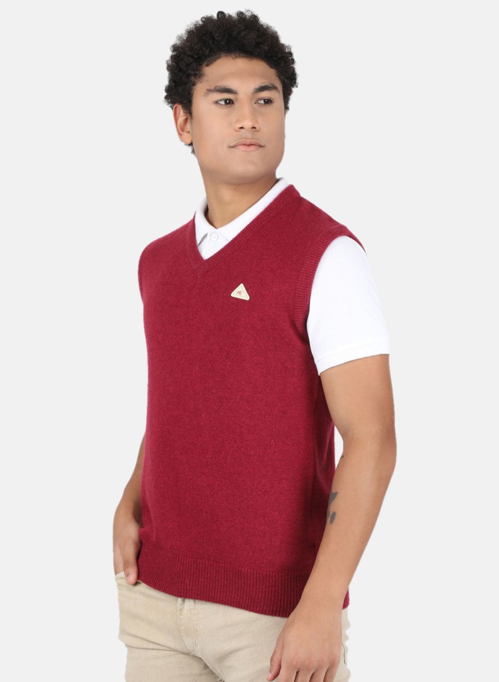 Men Red Solid Sweater