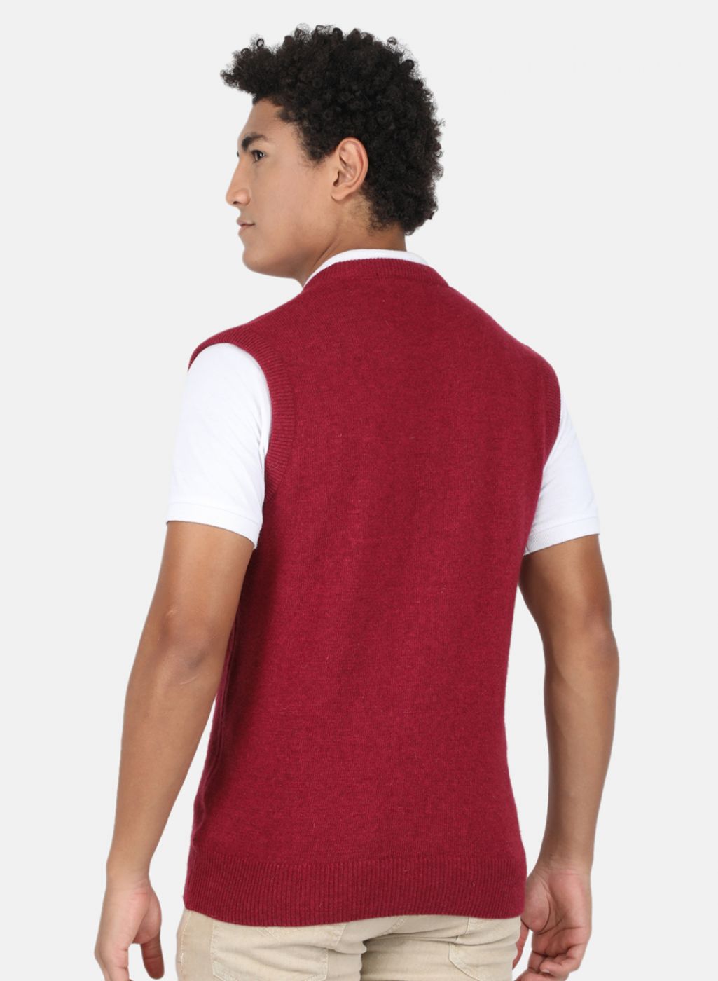 Men Red Solid Sweater