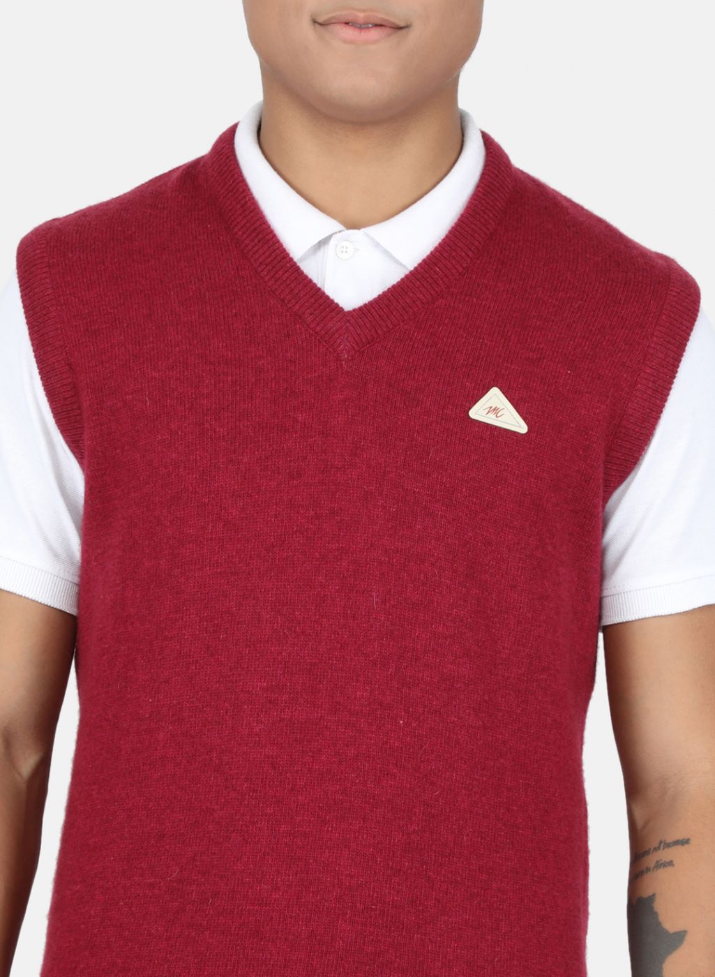 Men Red Solid Sweater