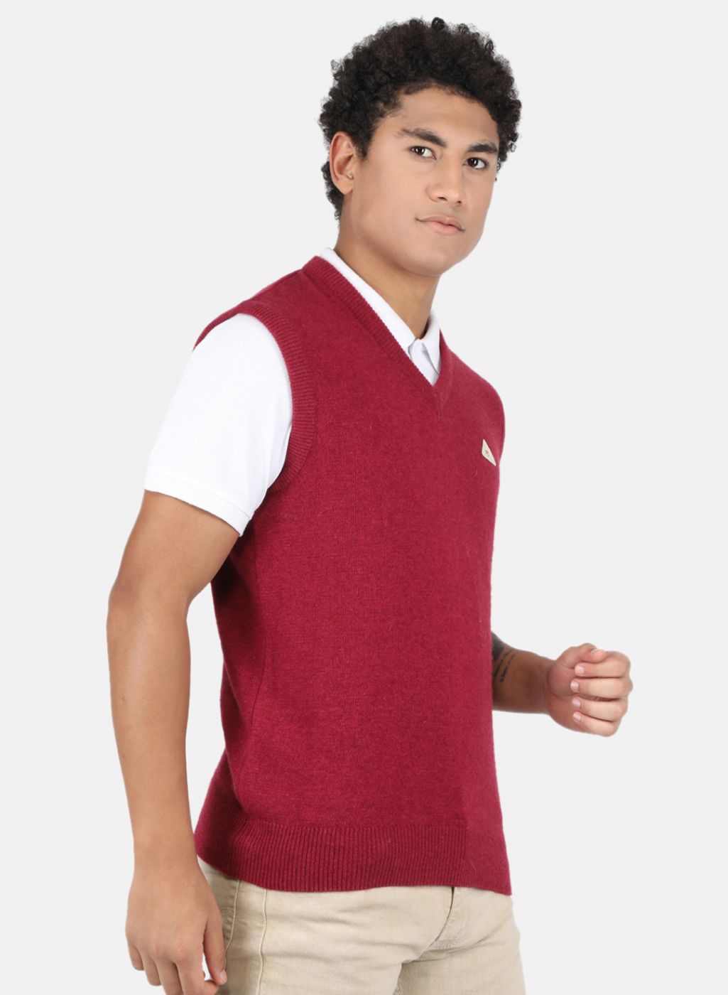 Men Red Solid Sweater