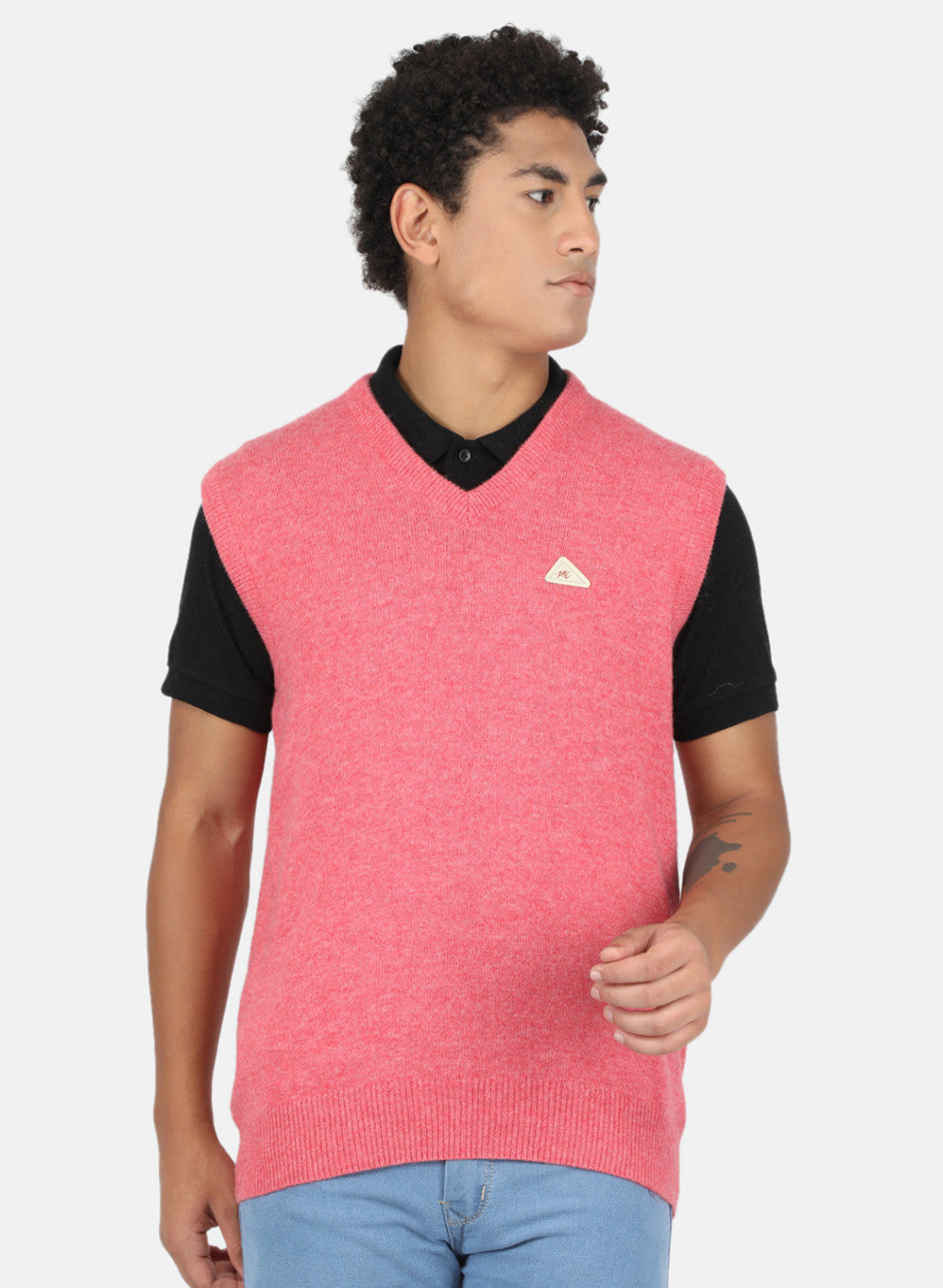 Men Pink Solid Sweater