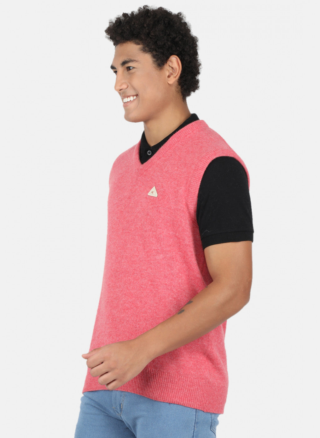 Men Pink Solid Sweater