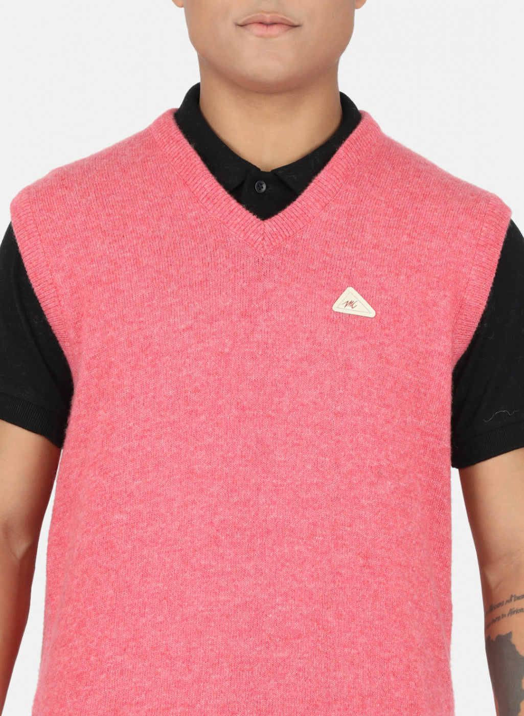 Men Pink Solid Sweater