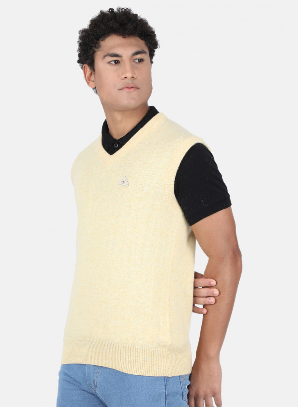 Men Beige Solid Sweater