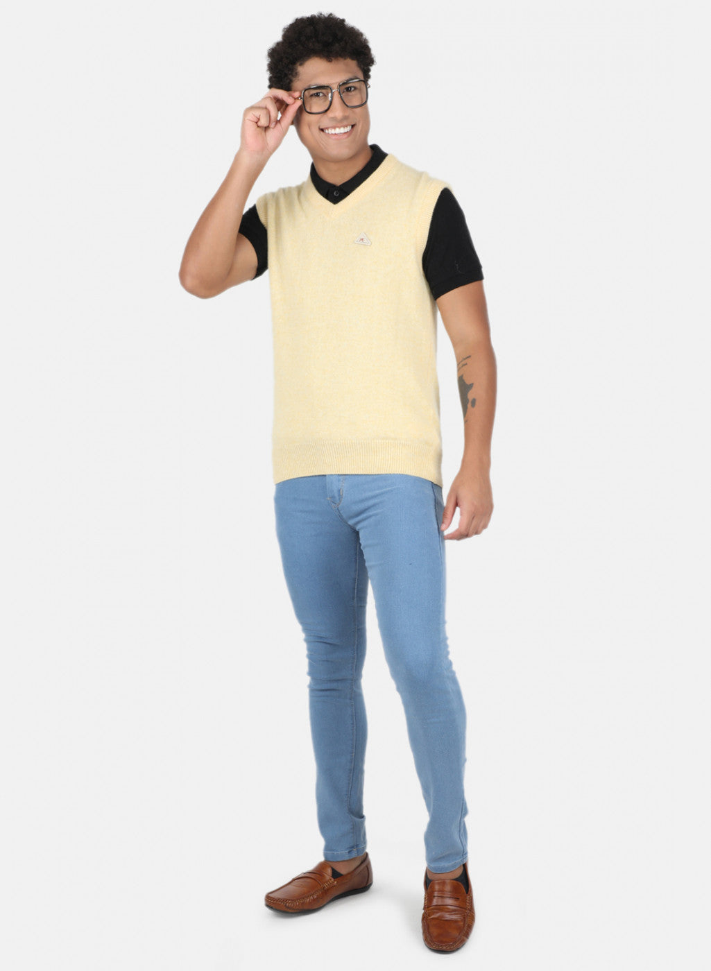 Men Beige Solid Sweater