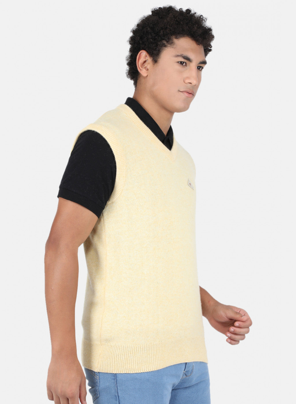 Men Beige Solid Sweater
