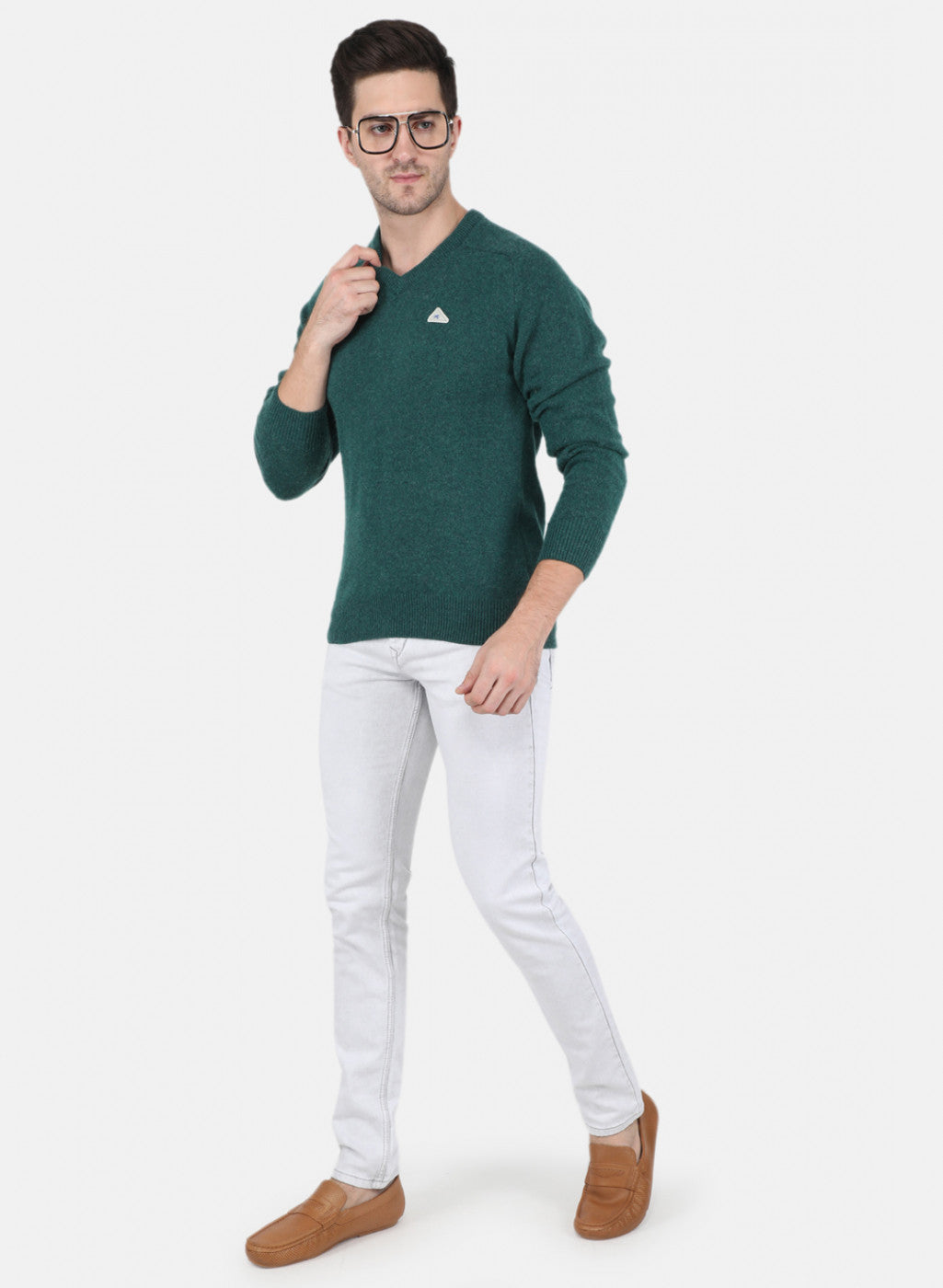 Men Green Solid Pullover
