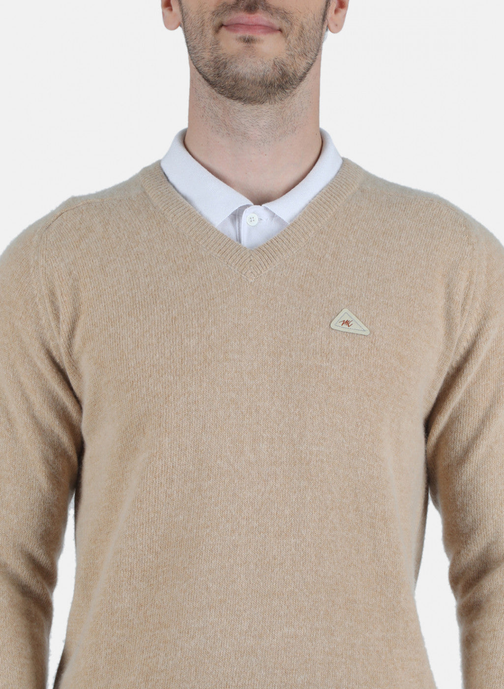 Men Beige Solid Pullover