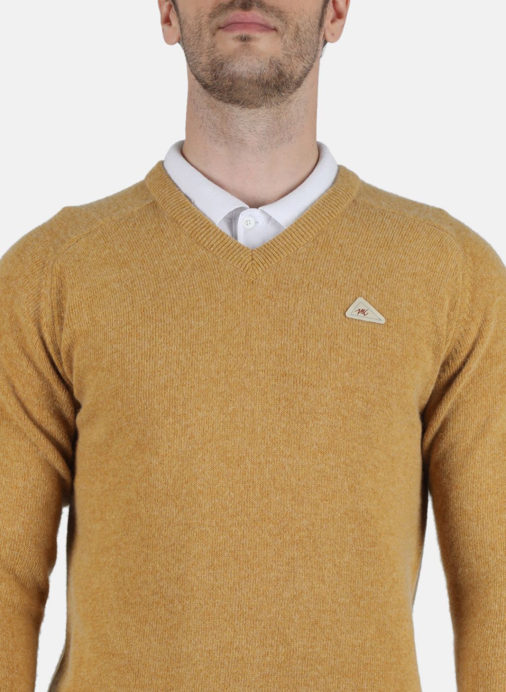 Men Mustard Solid Pullover