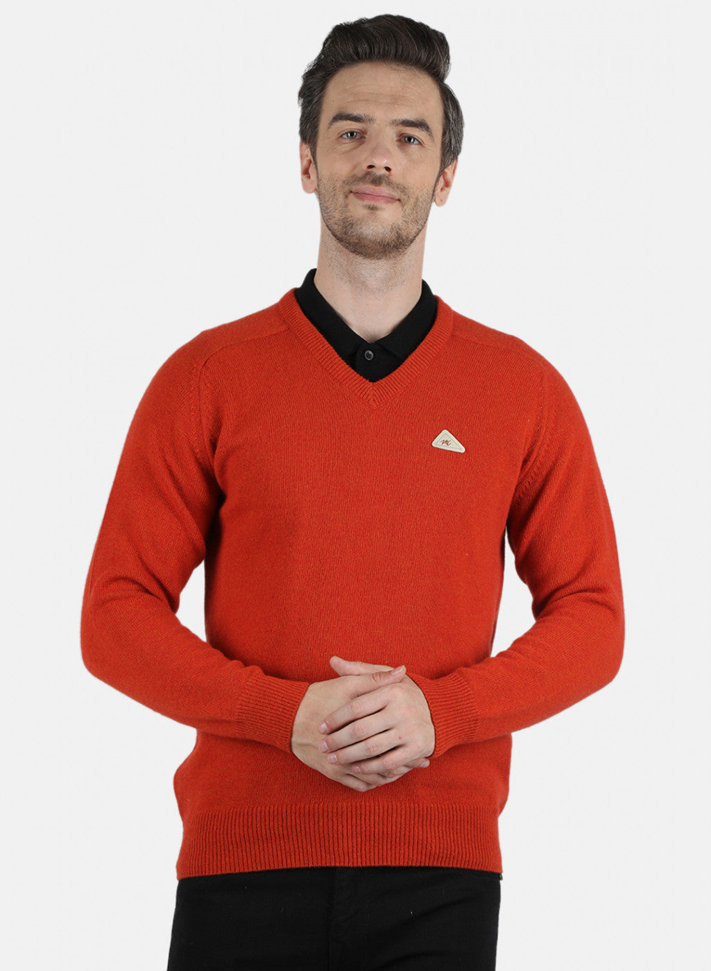 Men Orange Solid Pullover