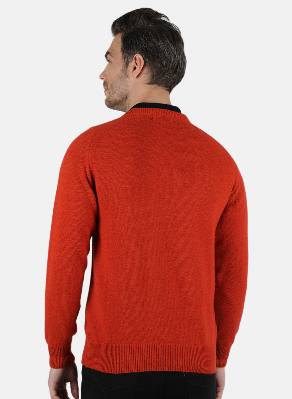 Men Orange Solid Pullover