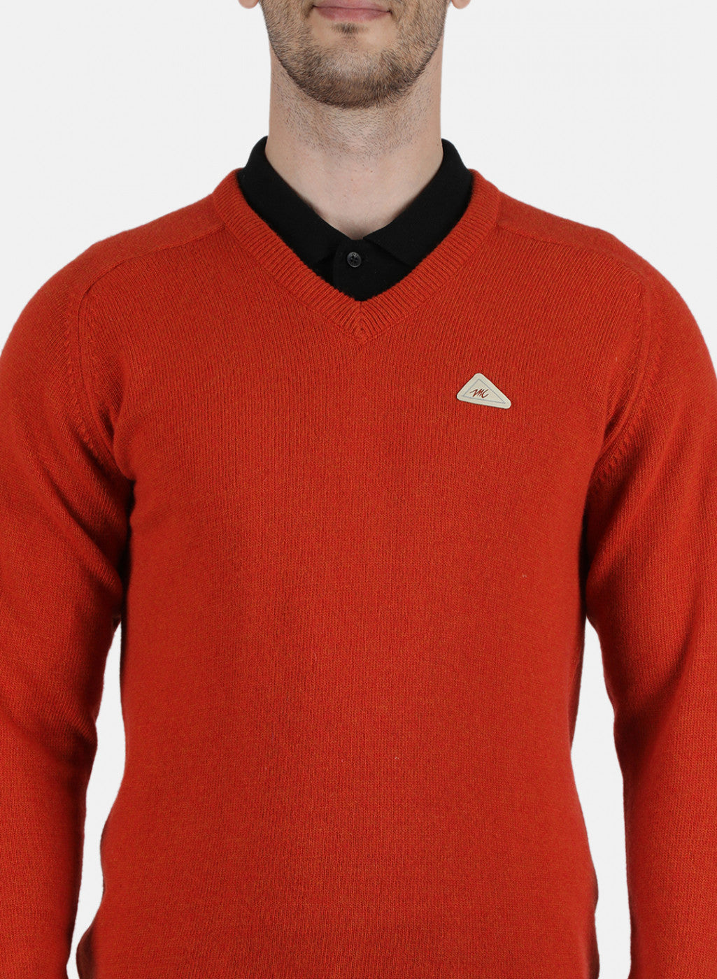 Men Orange Solid Pullover