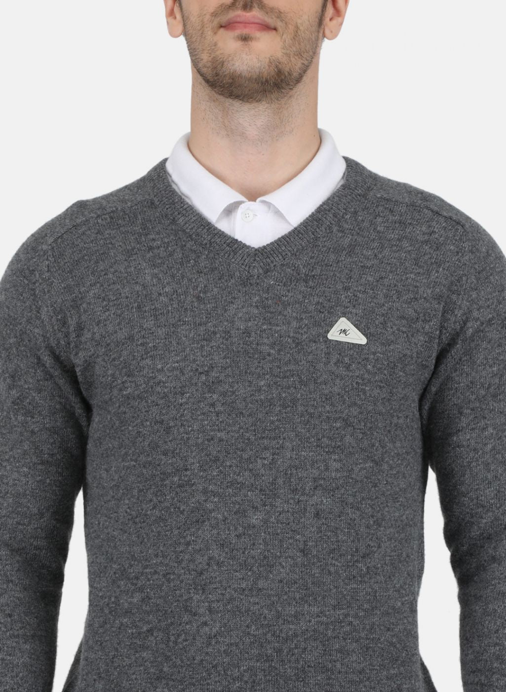 Men Grey Solid Pullover