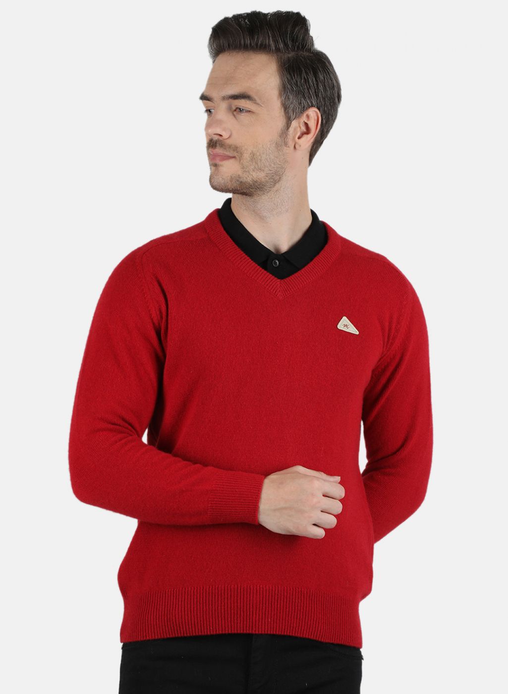 Men Maroon Solid Pullover