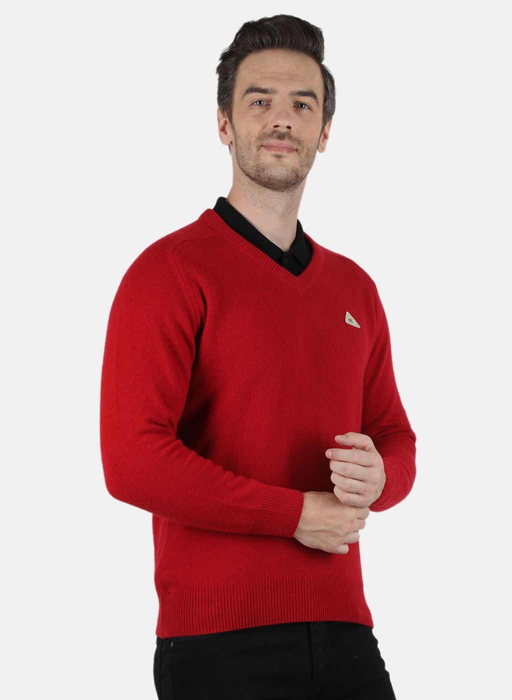 Men Maroon Solid Pullover