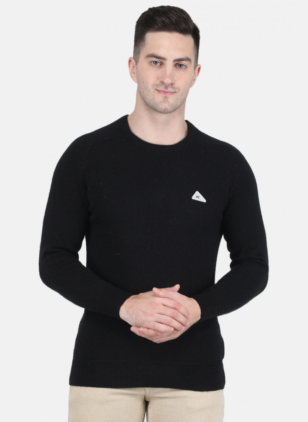 Men Black Solid Pullover