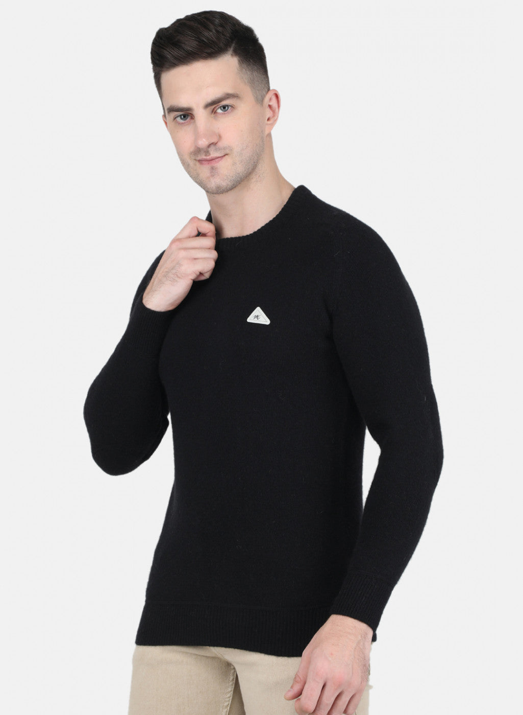 Men Black Solid Pullover