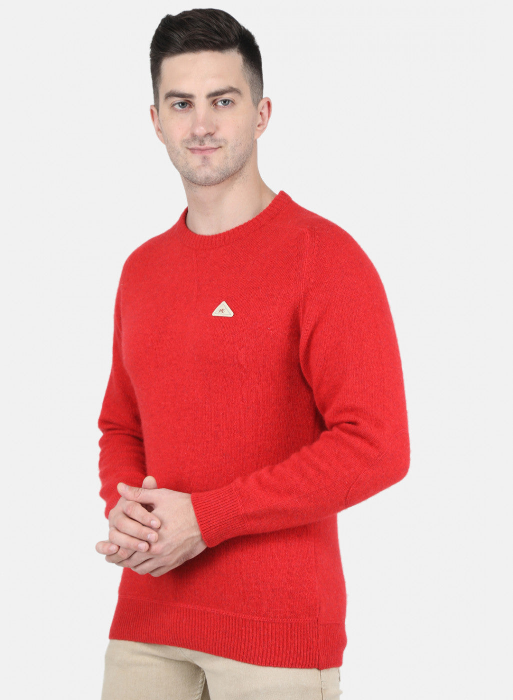 Men Red Solid Pullover