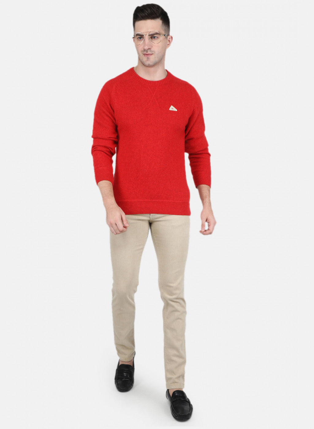 Men Red Solid Pullover
