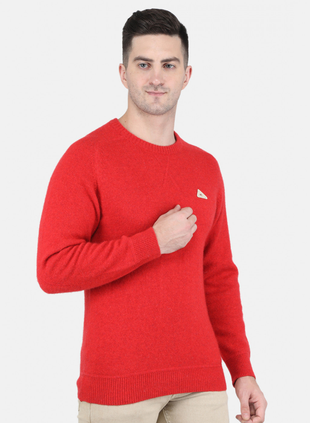 Men Red Solid Pullover