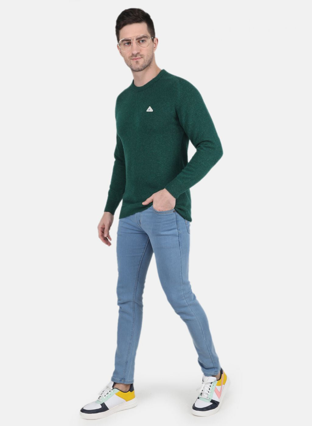 Men Green Solid Pullover
