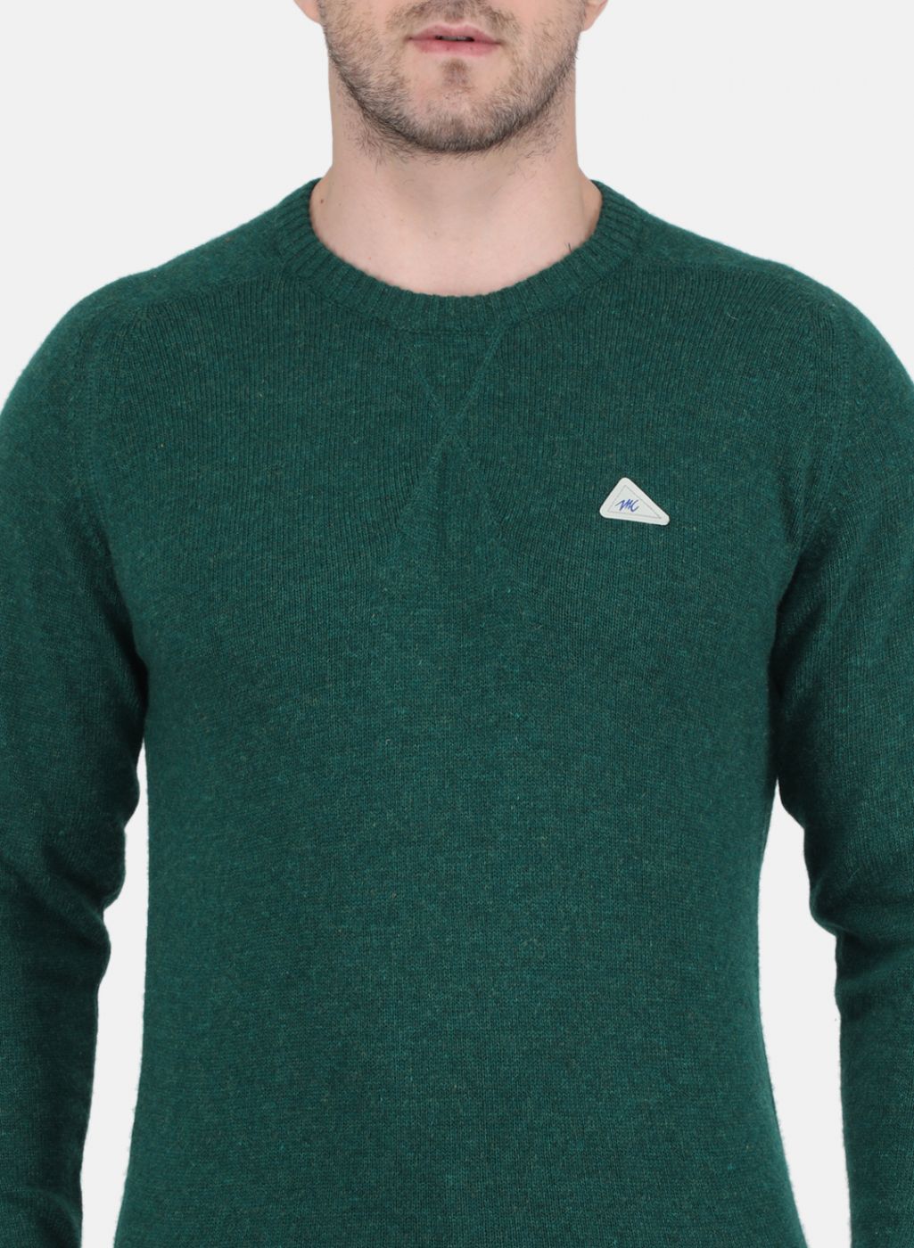 Men Green Solid Pullover
