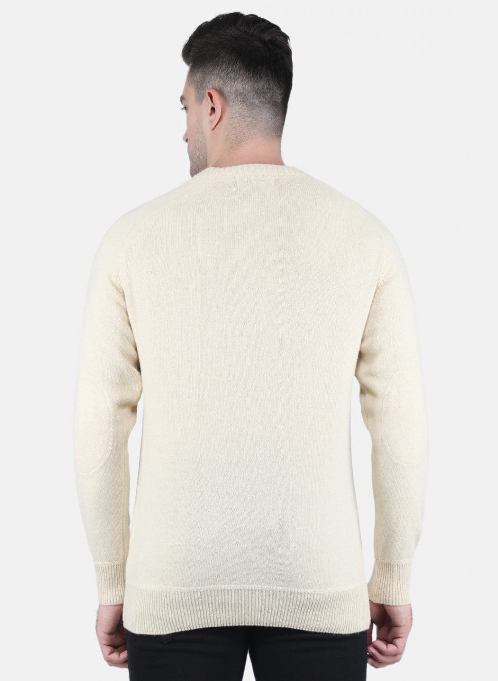 Men Off White Solid Pullover