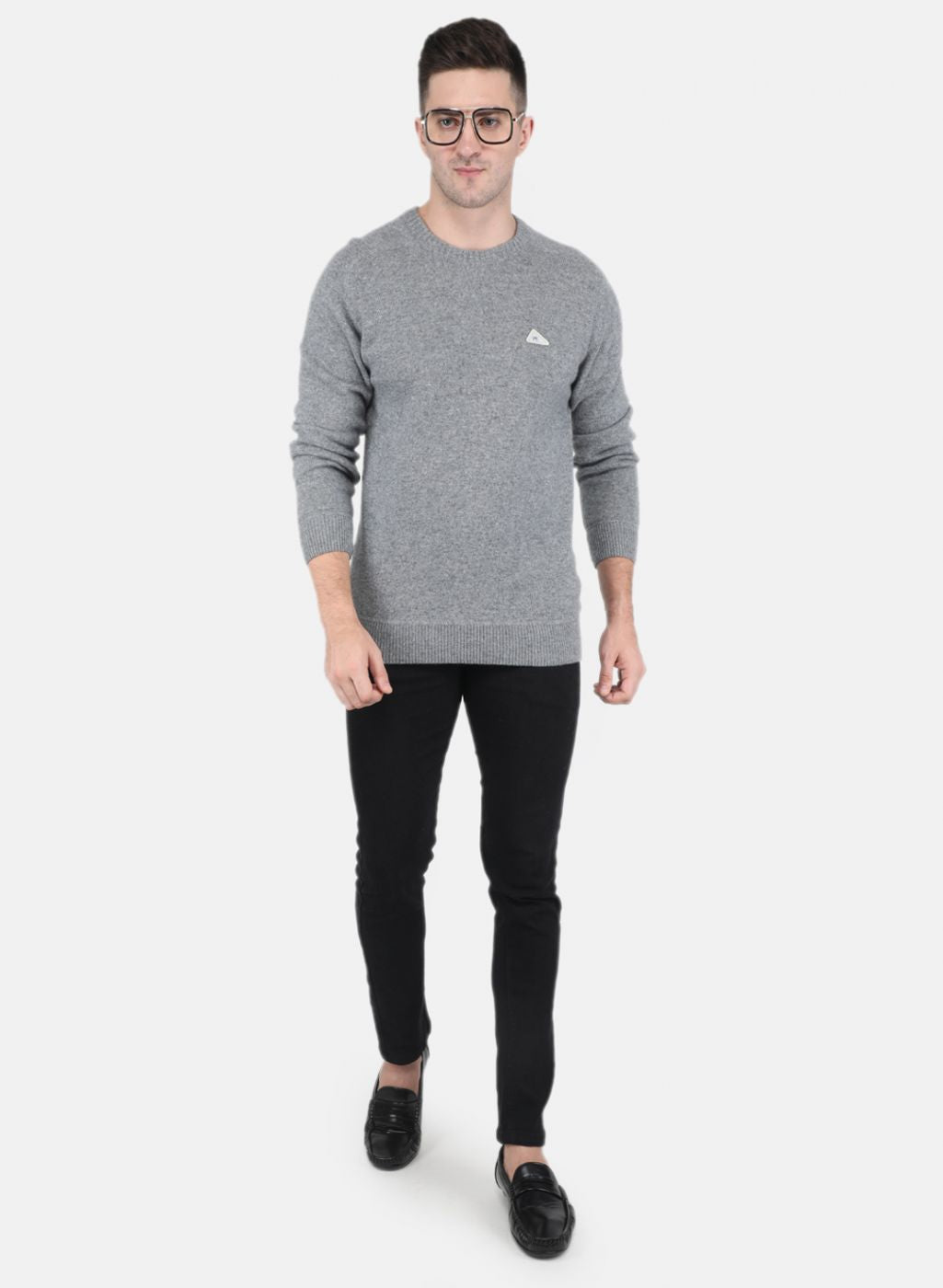 Men Grey Solid Pullover