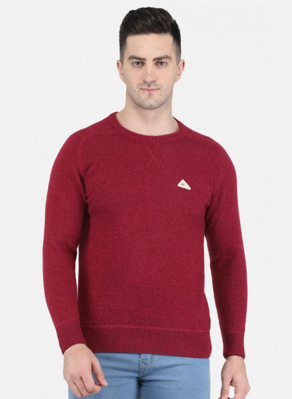 Men Red Solid Pullover