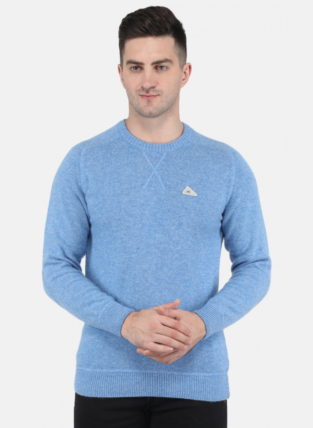 Men Blue Solid Pullover