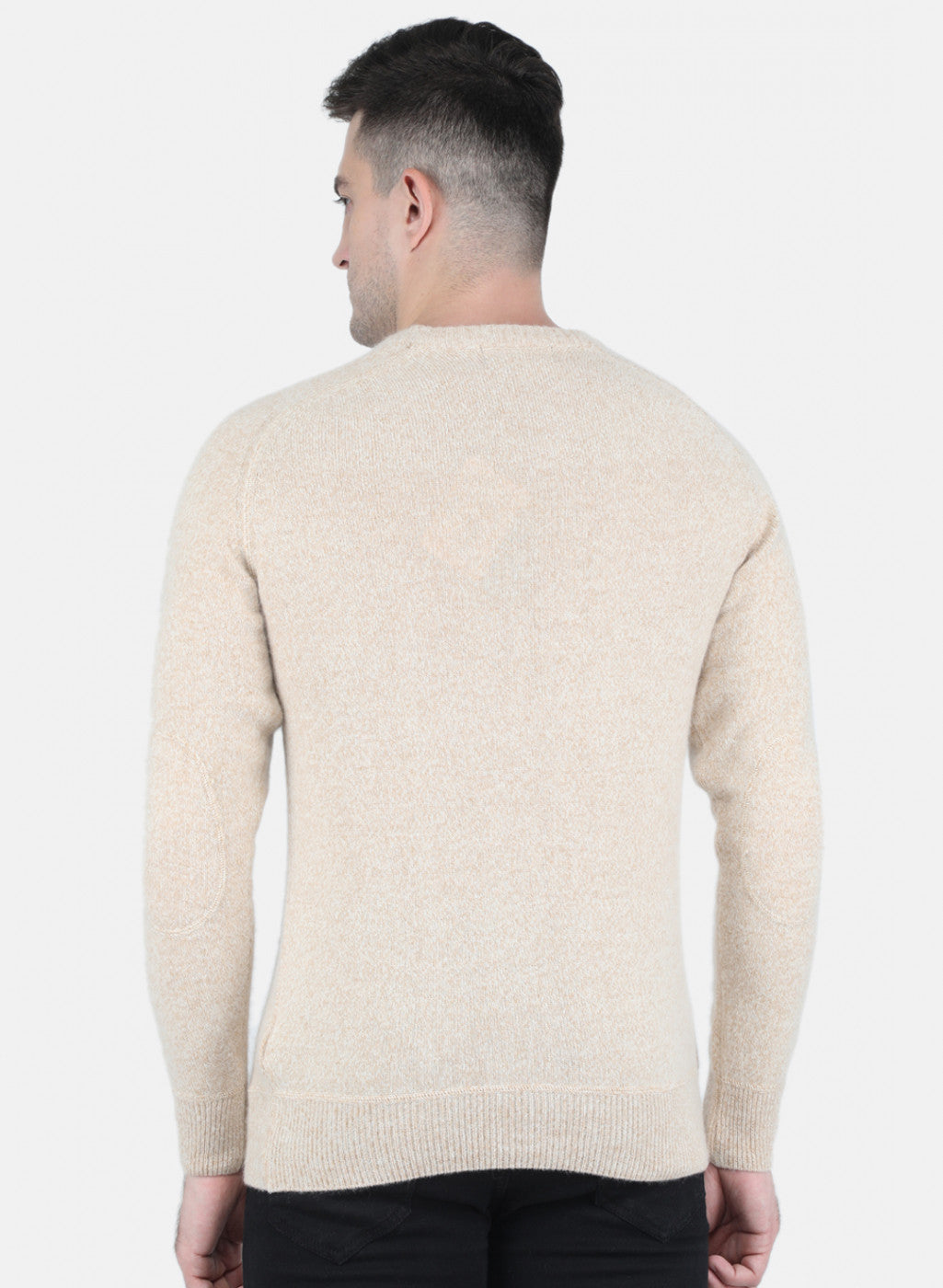 Men Beige Solid Pullover