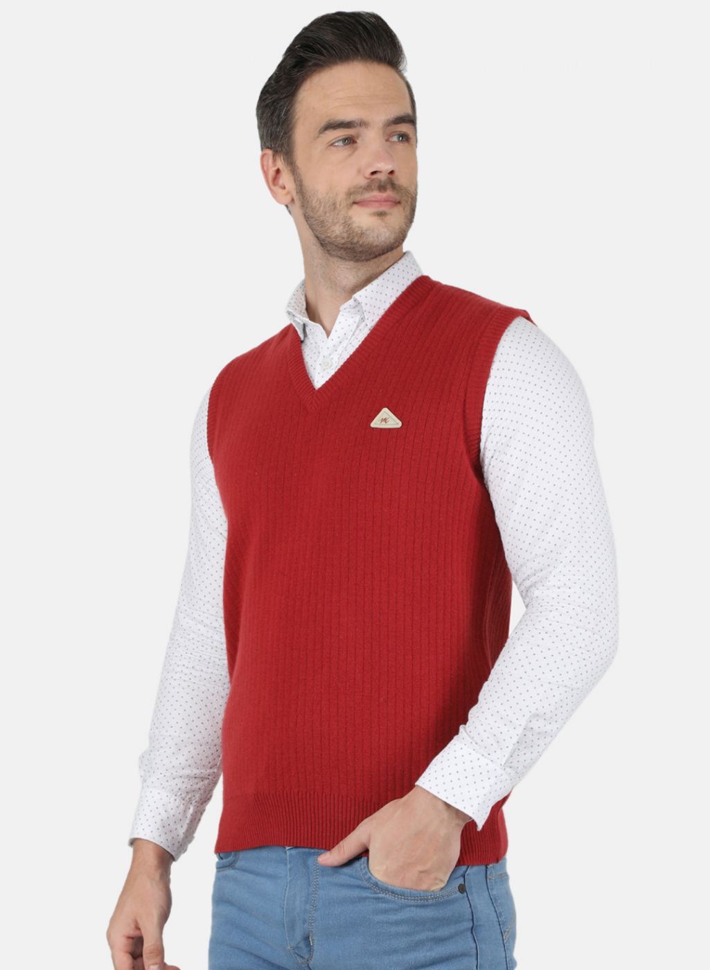 Men Orange Solid Sweater