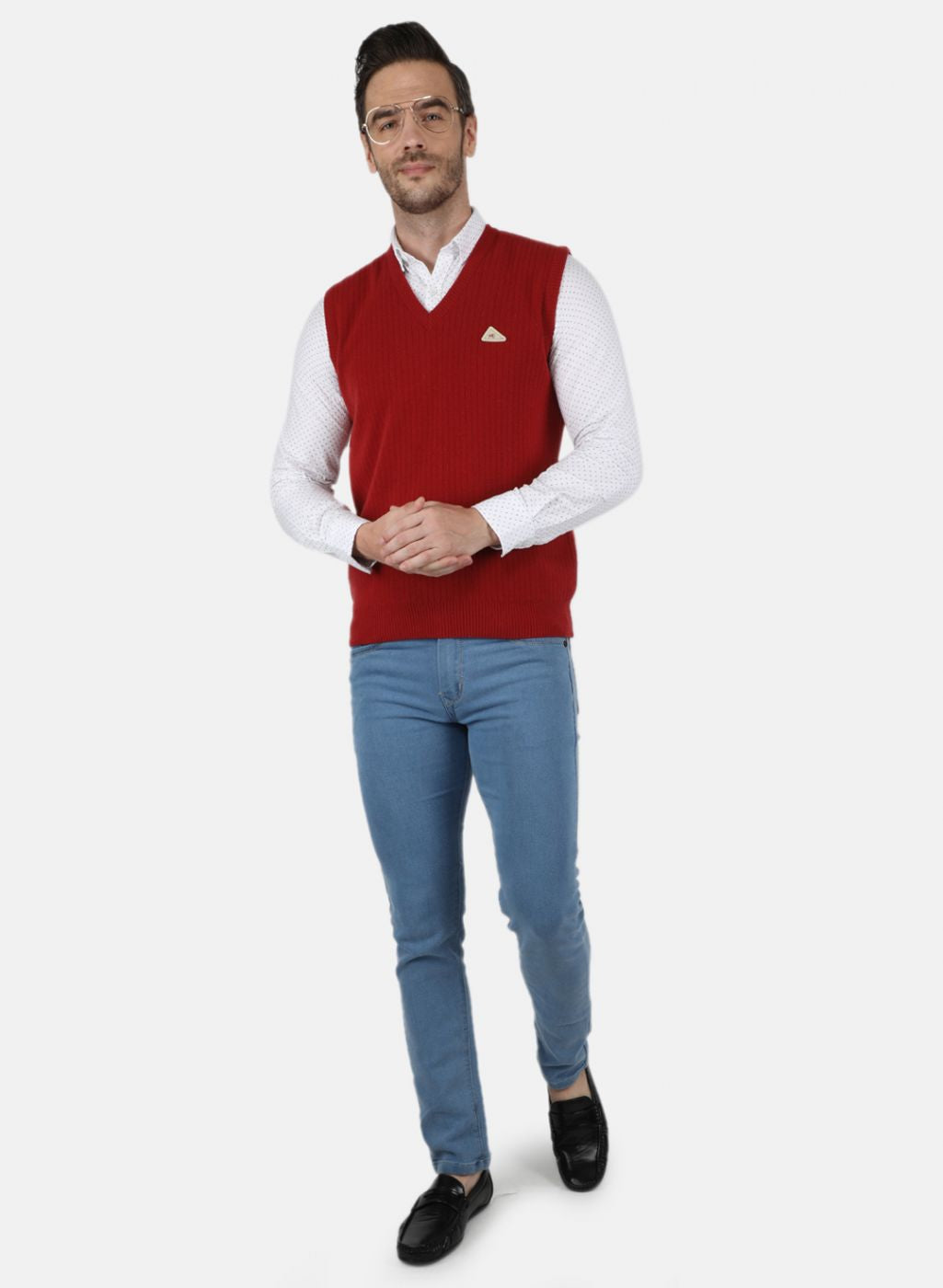 Men Orange Solid Sweater