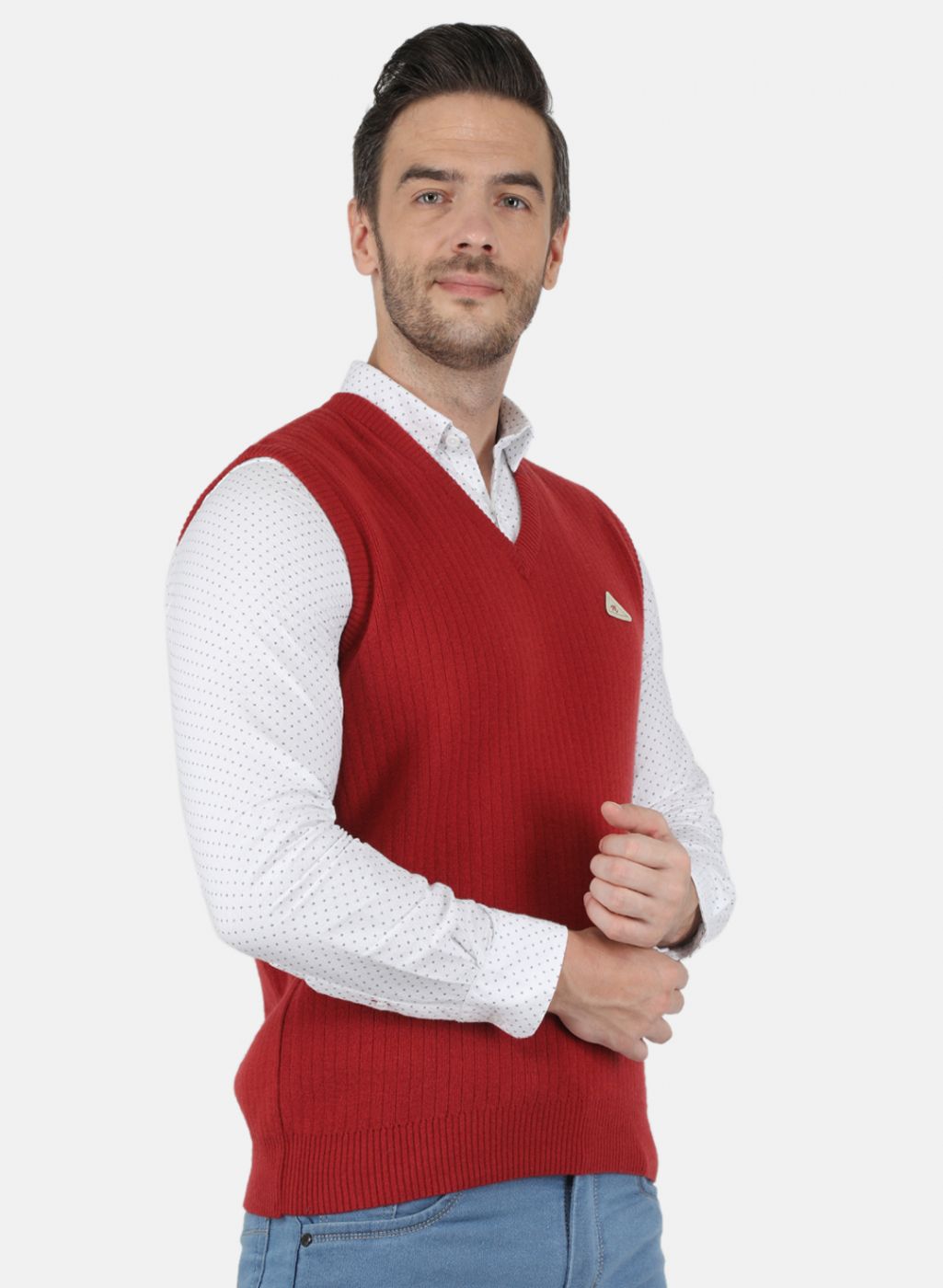 Men Orange Solid Sweater