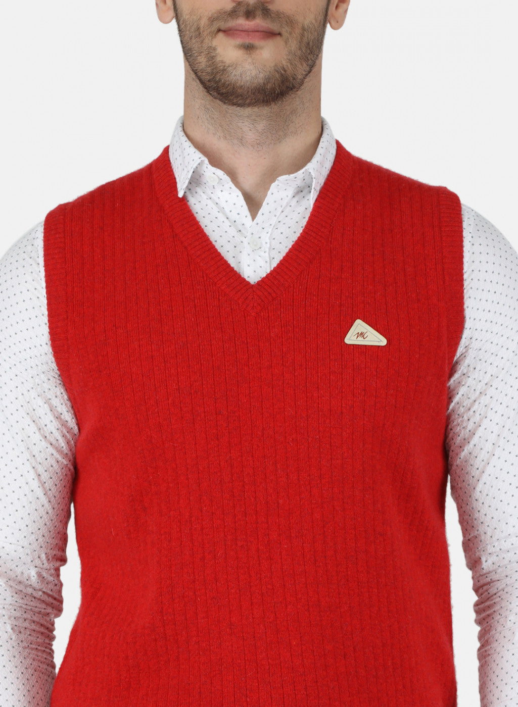 Men Red Solid Sweater