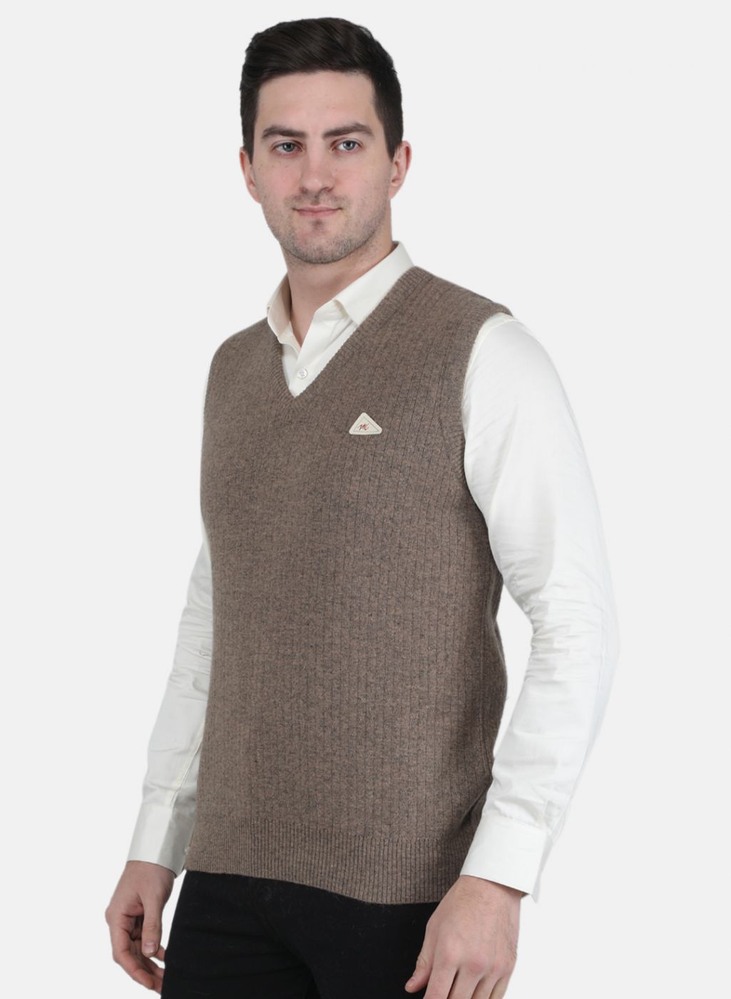 Men Beige Solid Sweater