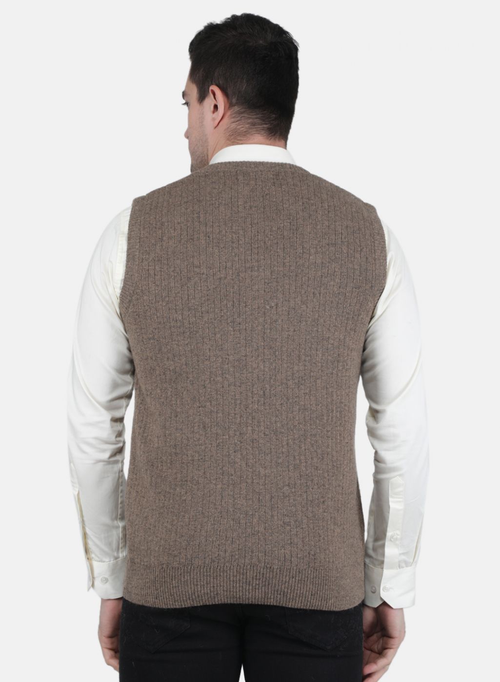 Men Beige Solid Sweater