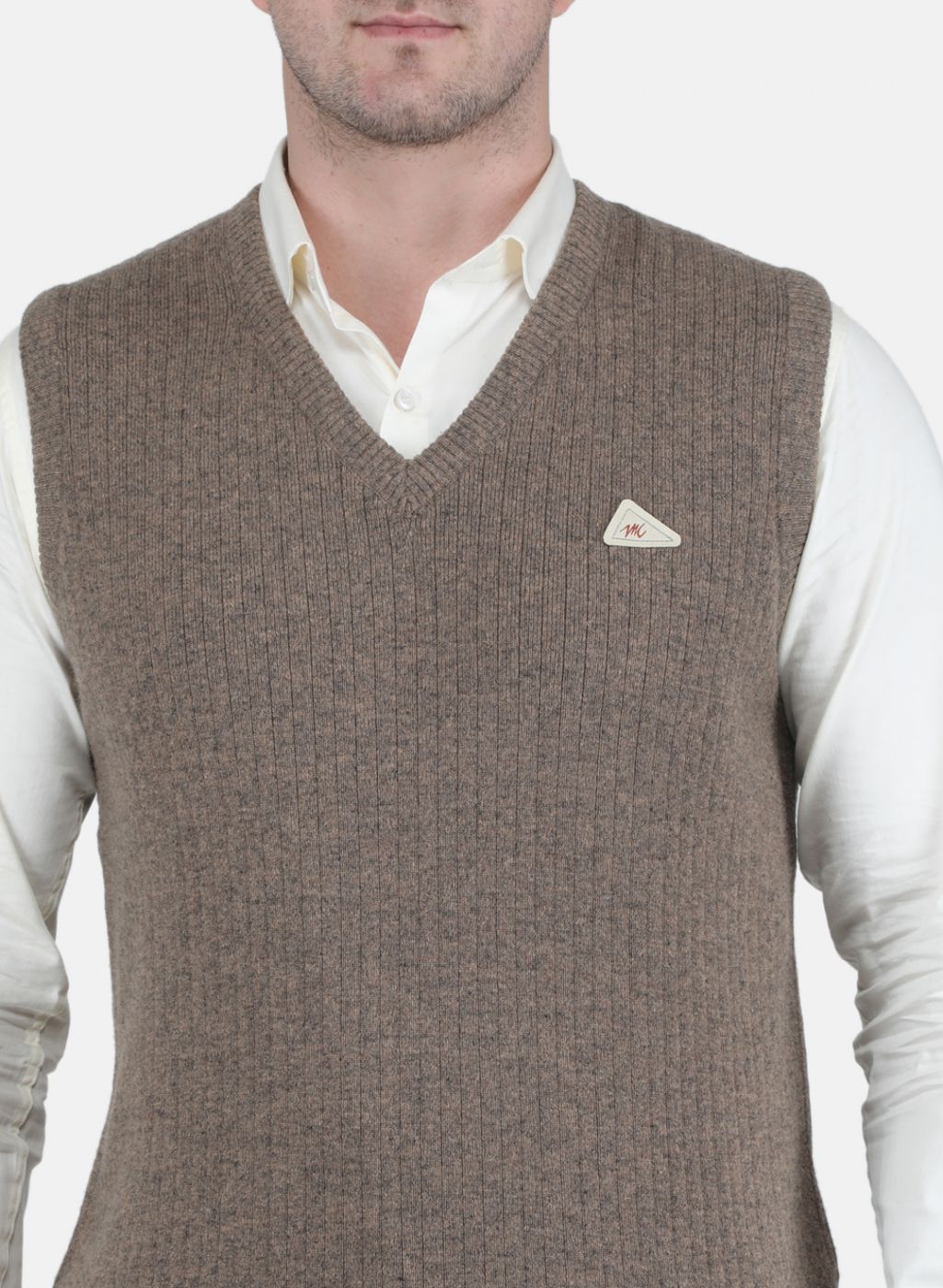 Men Beige Solid Sweater