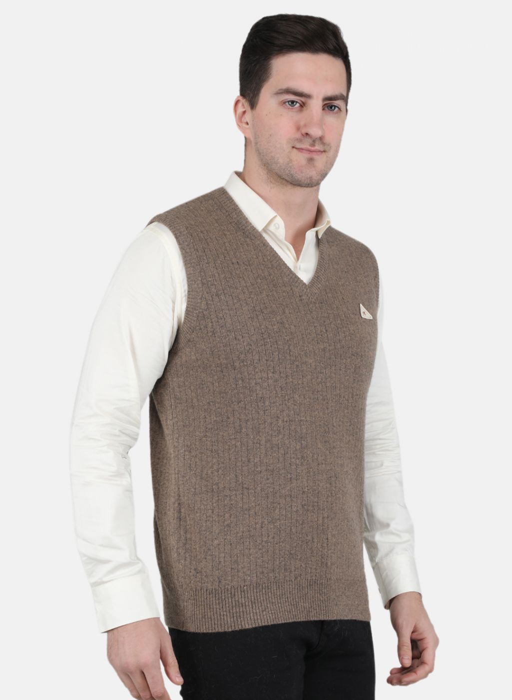 Men Beige Solid Sweater