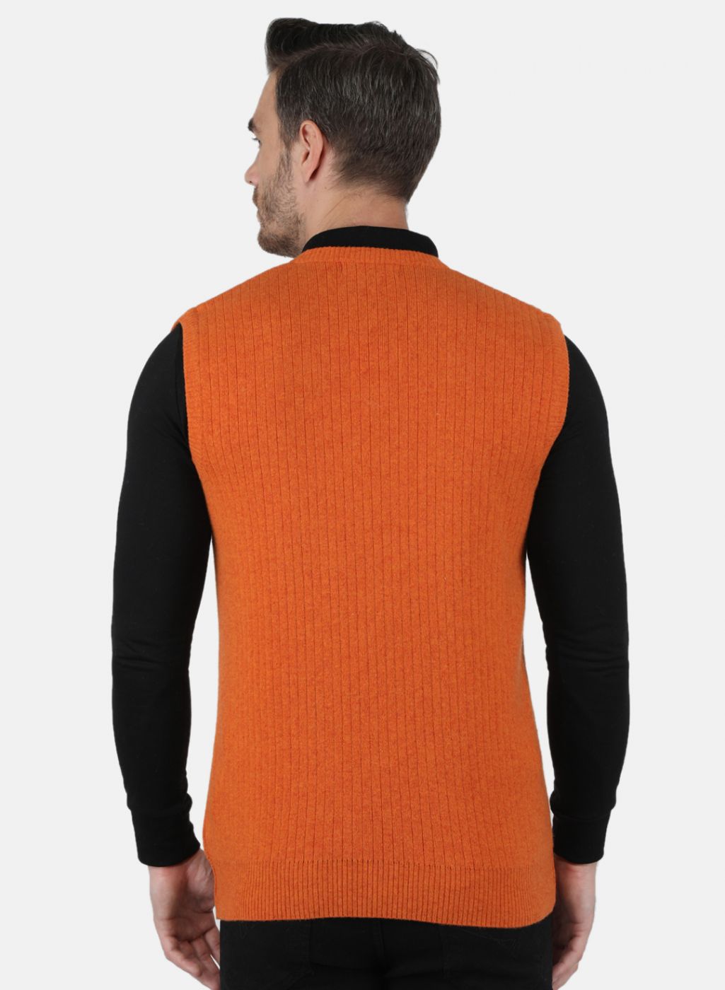 Men Orange Solid Sweater