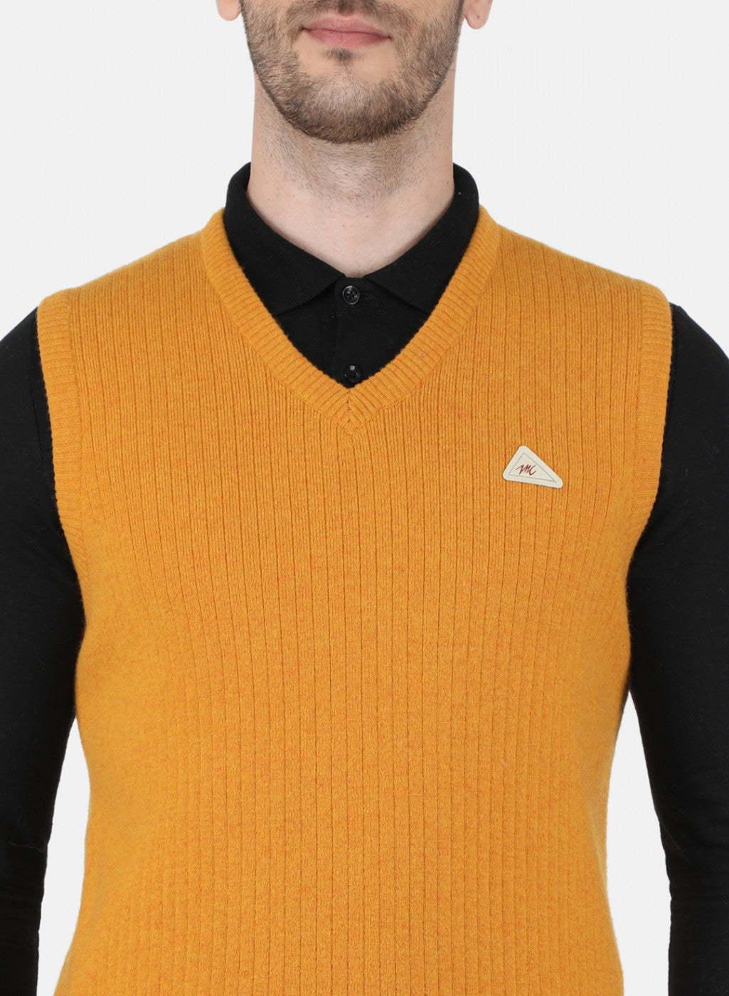 Men Yellow Solid Sweater