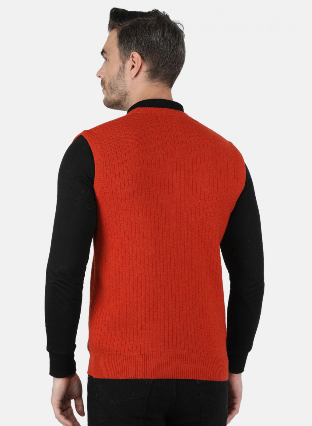 Men Orange Solid Sweater