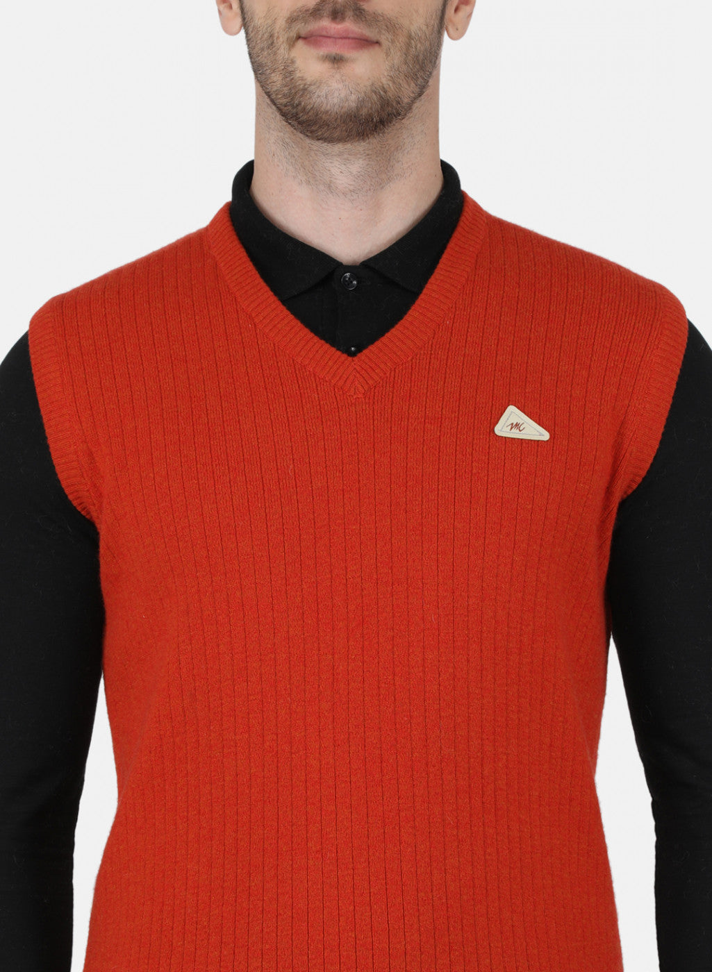 Men Orange Solid Sweater