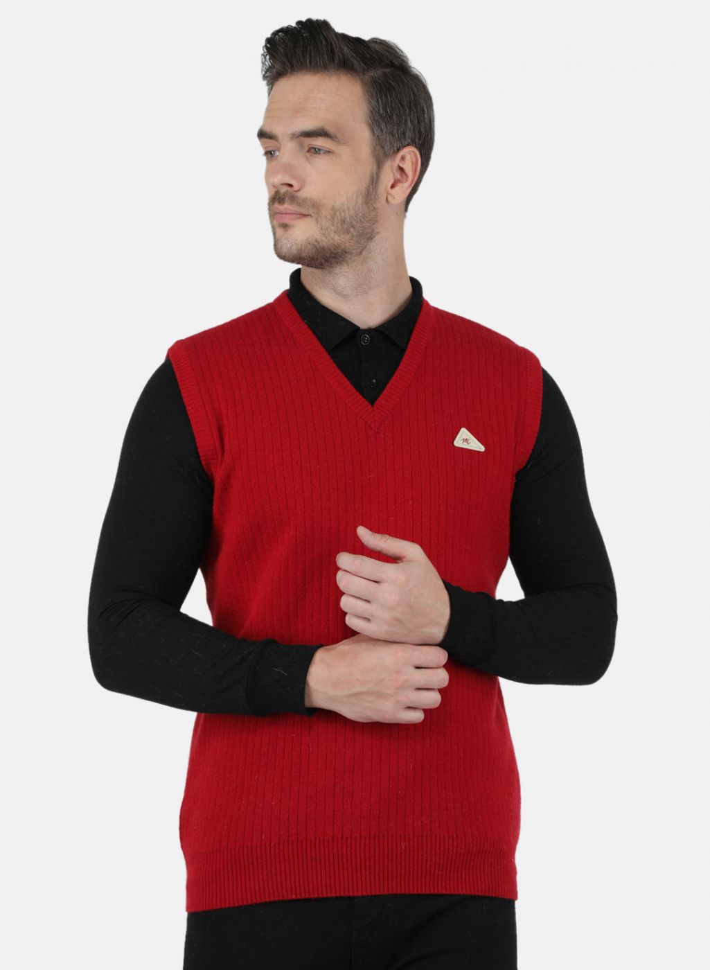 Men Maroon Solid Sweater