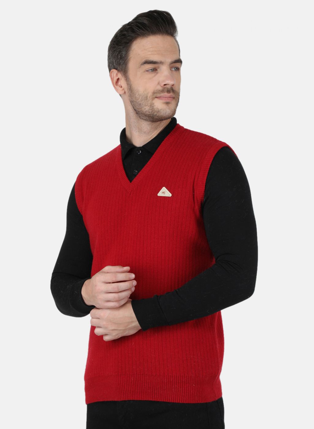 Men Maroon Solid Sweater