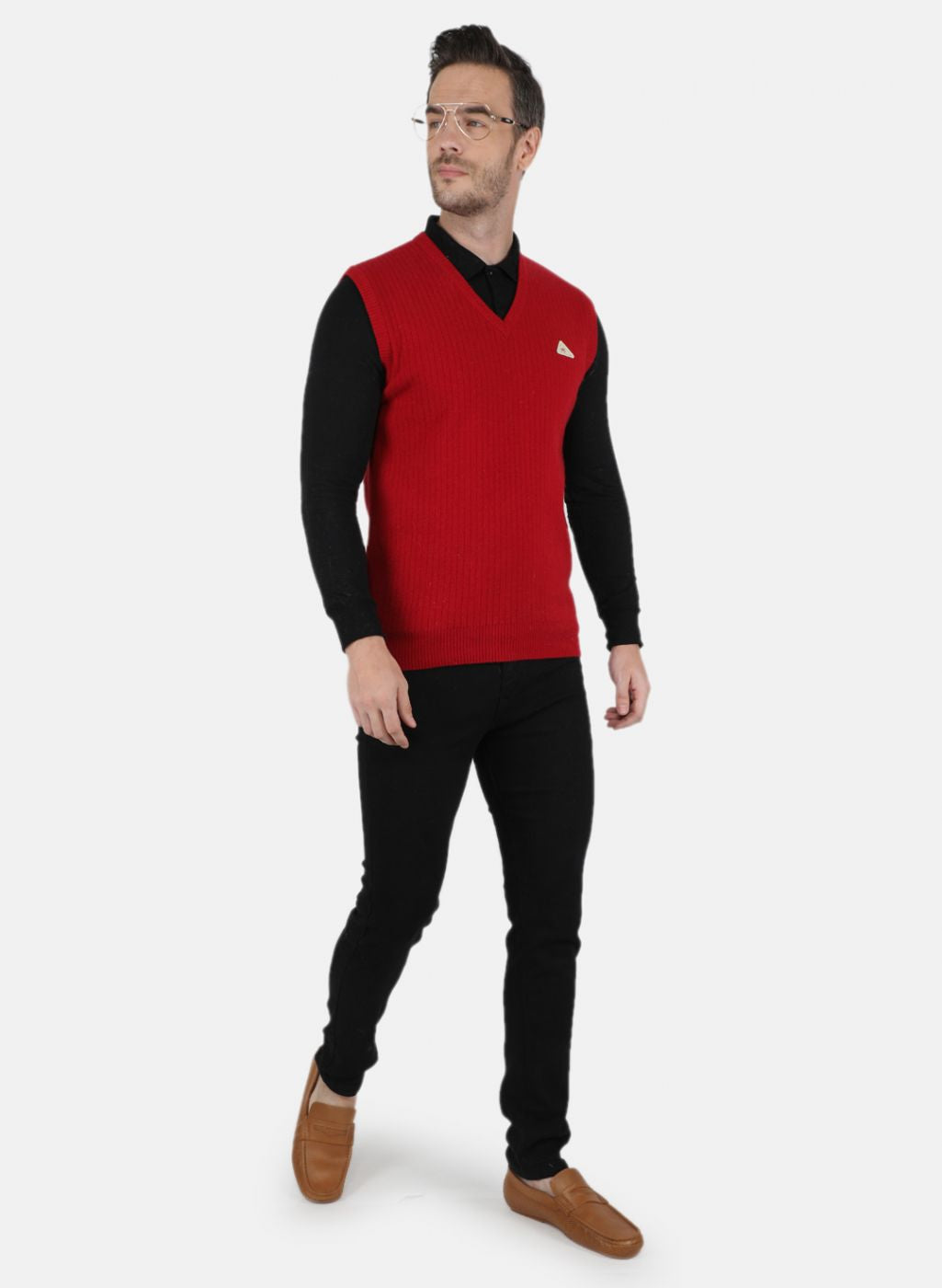 Men Maroon Solid Sweater